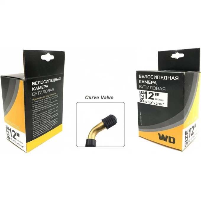 картинка Камера 12'' 1/2*2 WD изогнутый нипель арт 280014  | велосалон Драйв г. Липецк
